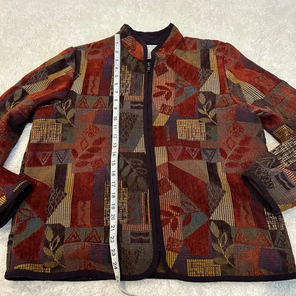Coldwater Creek Jacket Womens L Tapestry Button Up Boho Indie Embroidered Casual - Picture 5 of 6